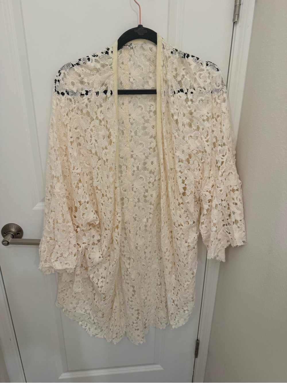 Lace Open-Front Kimono Cardigan - Cream One Size. Never worn.